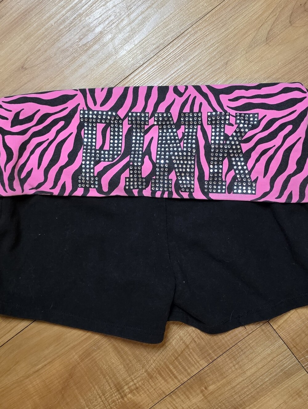 PINK Rhinestone Victoria's Secret Black Shorts Hot Pink Zebra Size Small